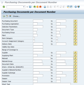 ME2N Initial Screen to see the Goods GRN status